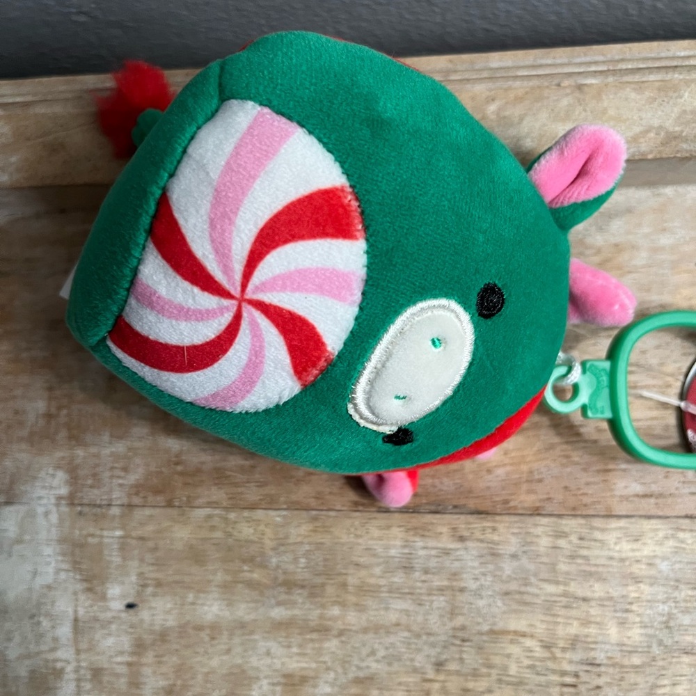Squishmallow 2025 Christmas Ruben the Cow 5” Green Red Swirl Pink Horns NEW - Picture 7 of 8